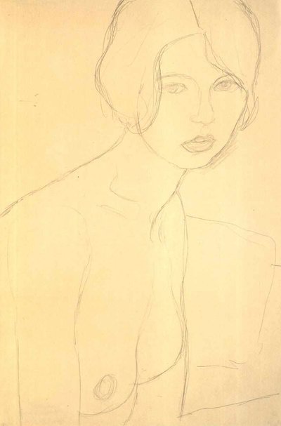 Retrato de una niña desnuda hacia la derecha de Gustav Klimt